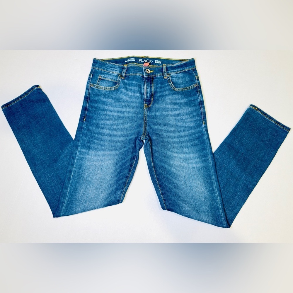 Children’s Place Blue Denim Jeans Stretch Skinny Etroit Youth Size 14 like new! - Picture 9 of 14